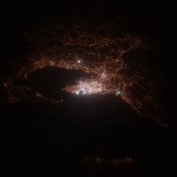 Split (Croatia) street lights map. Satellite view on modern city at night. Im Stock Photos