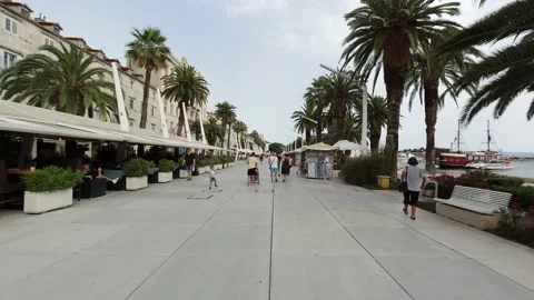 Split, Croatia. Tourists on the Riva embankment. Stock Footage 170647053