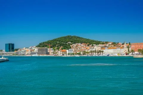 Split, Croatia, view on waterfront and old city Stock Photos