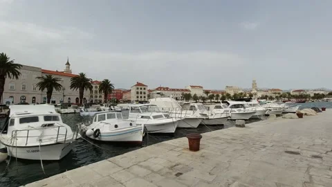 Split, Croatia. Walk along the pier with a view of the city. Video stock 170605088