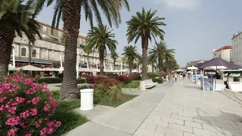 Split, Croatia. Walk along the Riva promenade. Tourists. Video stock 170607104