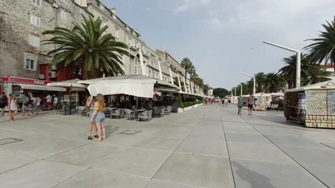 Split, Croatia. Walk along the Riva promenade. Video stock 170647572