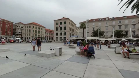 Split, Croatia. Walk in the evening on the Riva promenade. Stock Footage 170661706