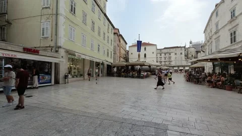 Split, Croatia. Walk through National Square. Video stock 170650869