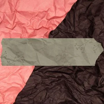 Split Crumpled Paper Background (PinkBrown) with Torn Paper Banner Stock Photos
