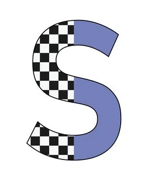 A split-design graphic illustration featuring letter s with letter s, checker Stock Illustration