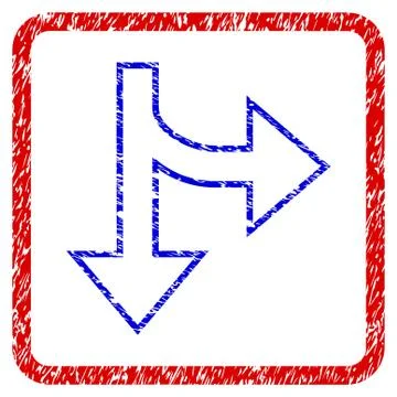 Split Direction Right Down Grunge Framed Icon Stock Illustration