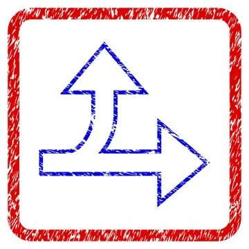 Split Direction Right Forward Grunge Framed Icon Stock Illustration