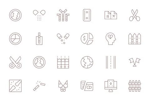 Split Essential Vector Set including 24 Pixel Optimized Thin Line Retina Re.. 스톡 일러스트