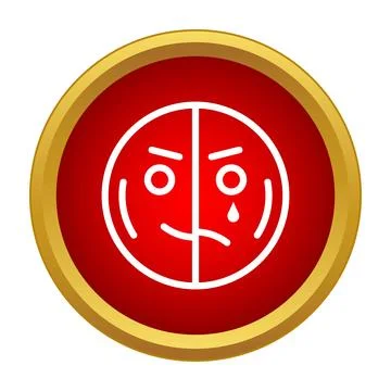 Split face showing dual emotions and mood swings Stock Illustration