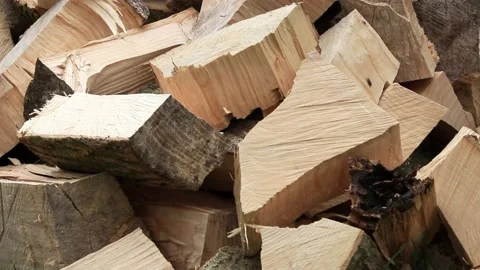 split firewood for heating in winter Stock Footage 218814581