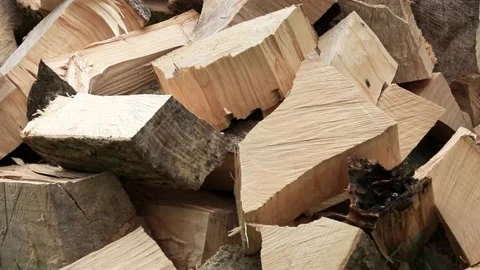  split firewood for heating in winter Stock Footage 221330682