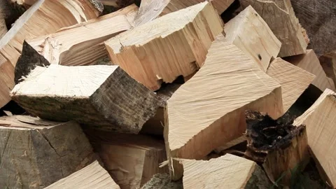  split firewood for heating in winter Stock Footage 221340228