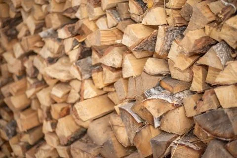 Split firewood stacked Stock Photos