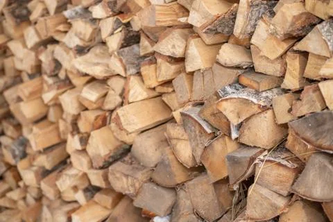 Split firewood stacked Stock Photos