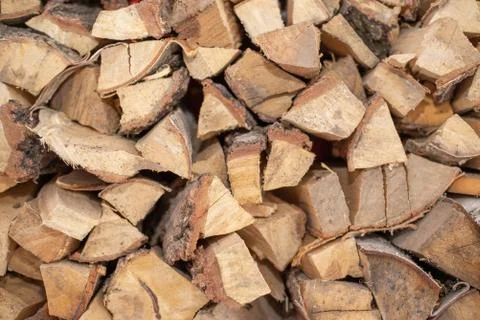 Split firewood stacked Stock Photos