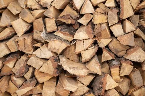 Split firewood stacked Stock Photos
