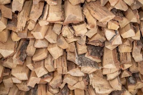 Split firewood stacked Stock Photos