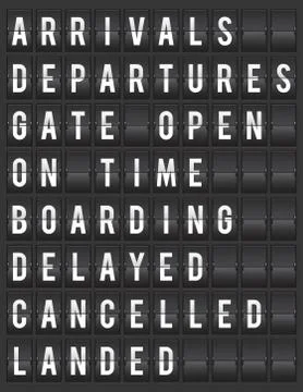 Split-flap airport information display illustration Stock Photos