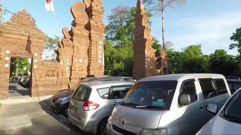 Split gate on the road, streets of Sanur, Bali, Indonesia Stock Footage 150154559