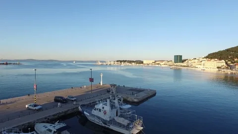 Split Harbor Aerial View Video stock 69820211