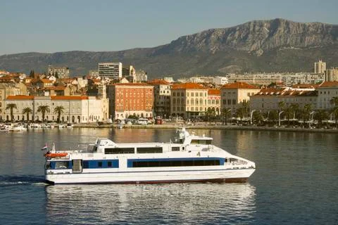 Split harbor in morning Stock Photos