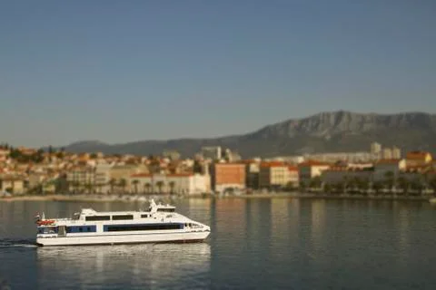 Split harbor tilt shift Foto stock