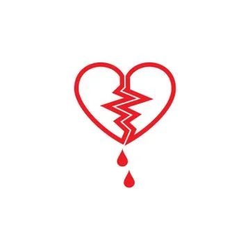 The split heart with blood drops. Illustrazione stock