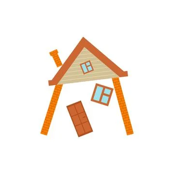 Split at home. house collapsed. Vector illustration Ilustración de archivo