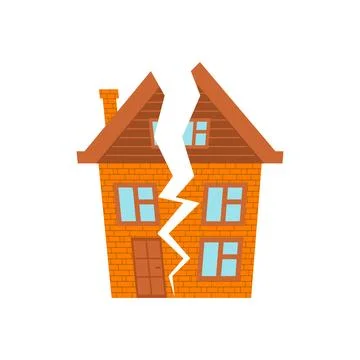 Split at home. house collapsed. Vector illustration Stock Illustration
