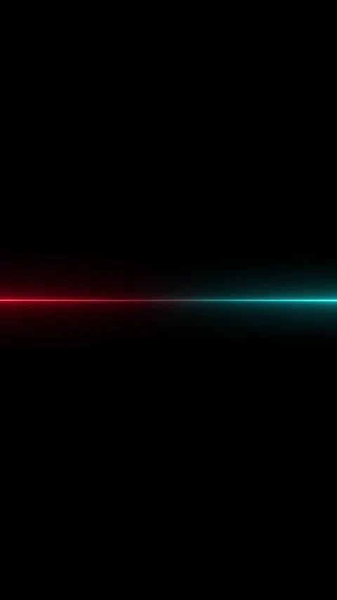 Split horizontal neon line red and cyan on black. Split horizontal neon lin.. Stock Footage 345723110