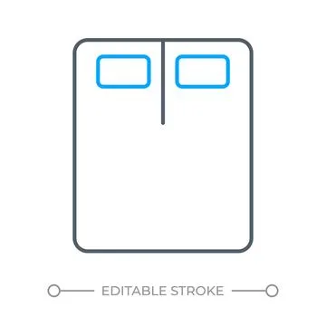Split king adjustable mattress two color line icon Stock Illustration
