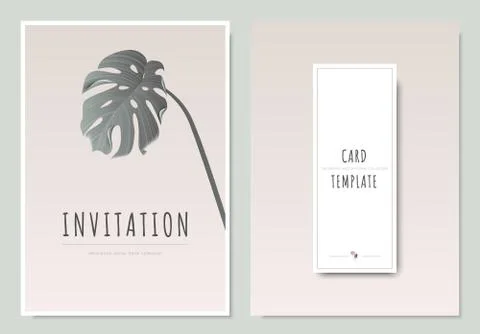 Split leaf Philodendron, minimal invitation card template design Stock Illustration