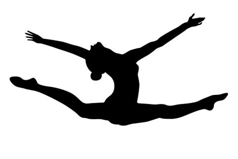 Split leap exercise gymnast woman Stock Illustration