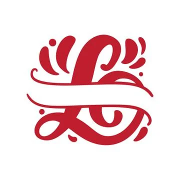 Split letters L name Vector Hand Drawn calligraphic floral monogram or logo 스톡 일러스트