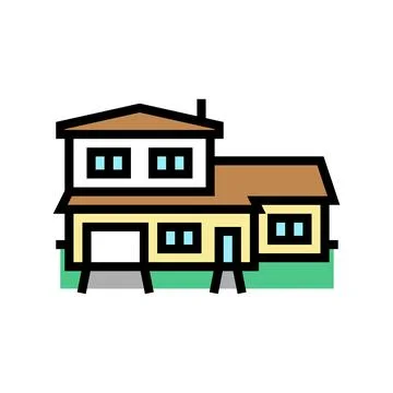 Split-level house color icon vector illustration Stock Illustration