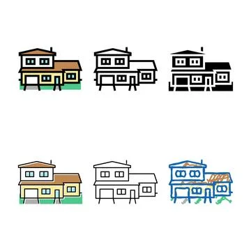 Split-level house color looks icon vector Ilustración de archivo