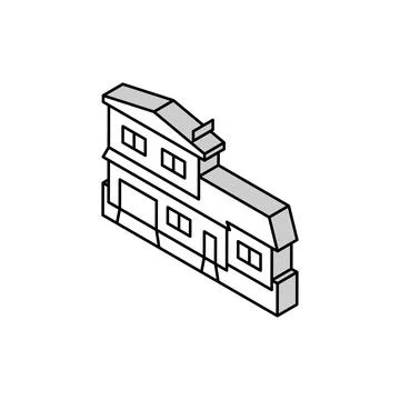 Split-level house isometric icon vector illustration Stock Illustration