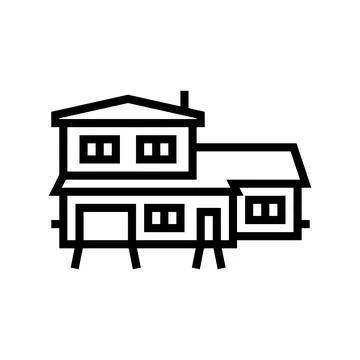 Split-level house line icon vector illustration Stock Illustration