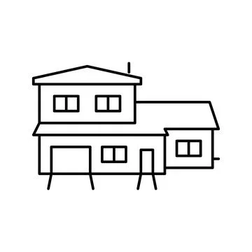Split-level house line icon vector illustration Stock Illustration