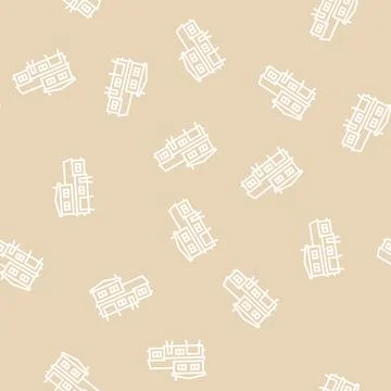 Split-level house line seamless pattern Stock Illustration