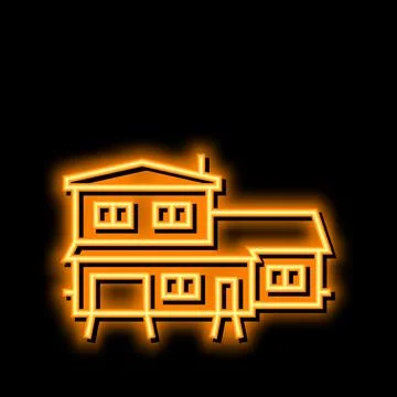 Split-level house neon glow icon illustration Stock Illustration