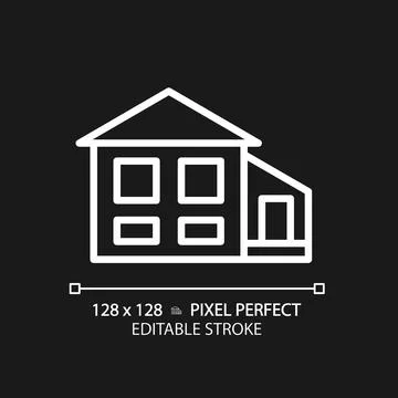 Split-level house pixel perfect white linear icon for dark theme Stock Illustration
