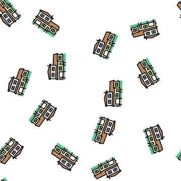 Split-level house vector seamless pattern Stock Illustration