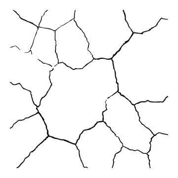 Split lines in the concrete or large fissures in the wall on a white background. Stock Illustration