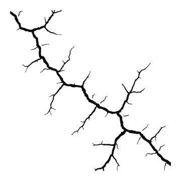 Split lines in the concrete or large fissures in the wall on a white background. Stock Illustration