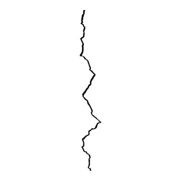 Split lines in the concrete or large fissures in the wall on a white background. Stock Illustration