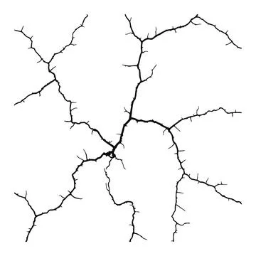 Split lines in the concrete or large fissures in the wall on a white background. Illustrazione stock