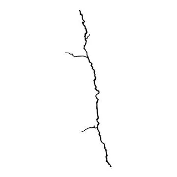 Split lines in the concrete or large fissures in the wall on a white background. Illustrazione stock