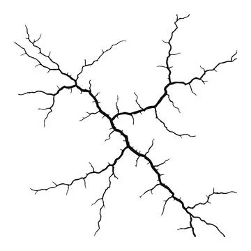 Split lines in the concrete or large fissures in the wall on a white background. Stock Illustration